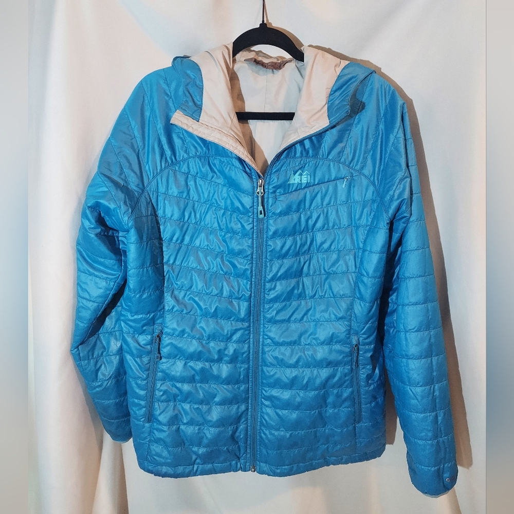 REI Co-op Blue Lightweight Revelcloud II Hoodie Insulated Ski Jacket